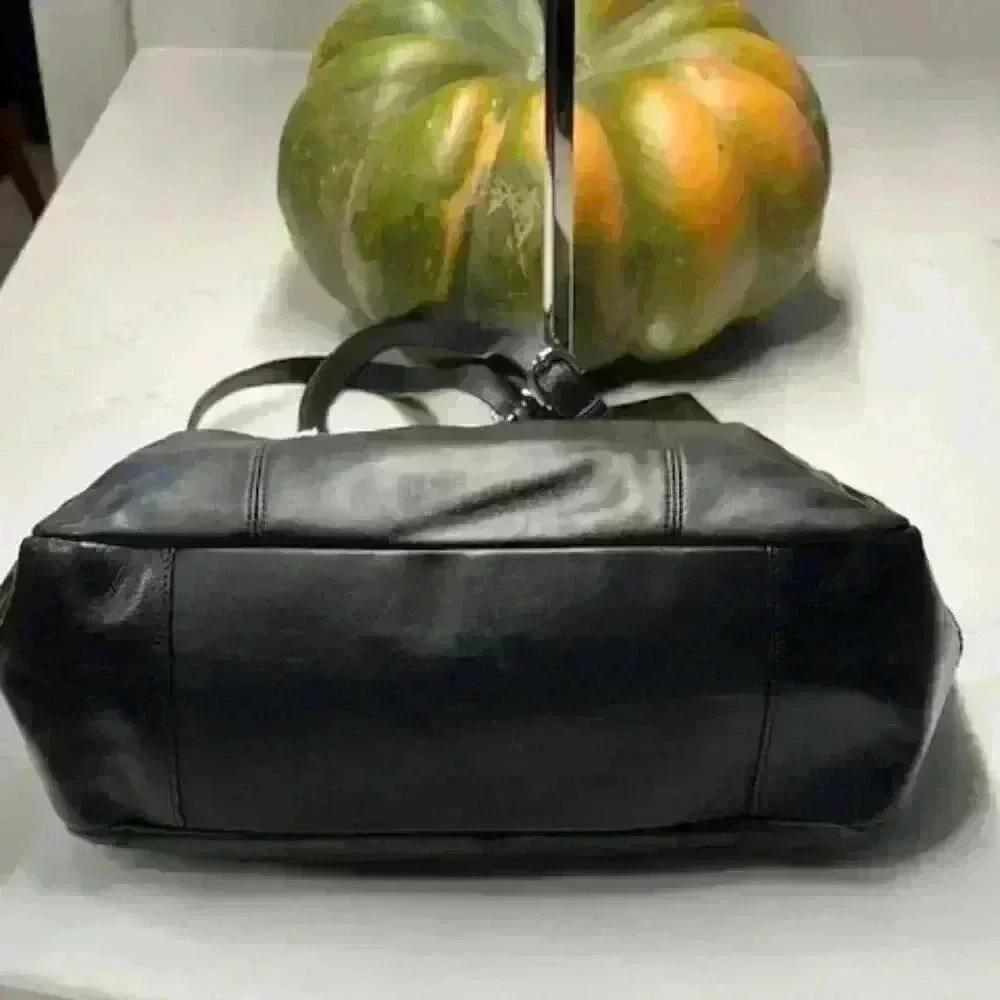 Coach Gallery East West Leather Tote Shoulder Bag Black